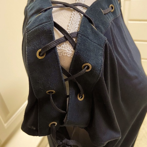 New Polo Ralph Lauren Suede Leather Western Top Laced Bateau Neckline Small - Picture 7 of 12